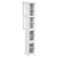 thumbnail image 6 of 4-Tier Narrow Storage Cabinet, Mobile S-torage Organizer with 4 Universal Wheels, Tall Slim Storage Cabinet with Doors and Shelves for Small Space, Kitchen, Bathroom, Toilet Paper, White, 6 of 19
