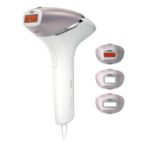 Philips Lumea IPL 8000 Series Dispositivo de depilación IPL con SenseIQ, Cuatro accesorios inteligentes: cuerpo, rostro, zona del bikini y axilas, Uso con cable, Mod. BRI947/50