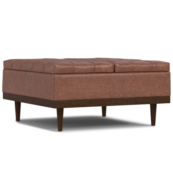 Simpli Home Mariah 36W Square Split Lift Top Storage Ottoman