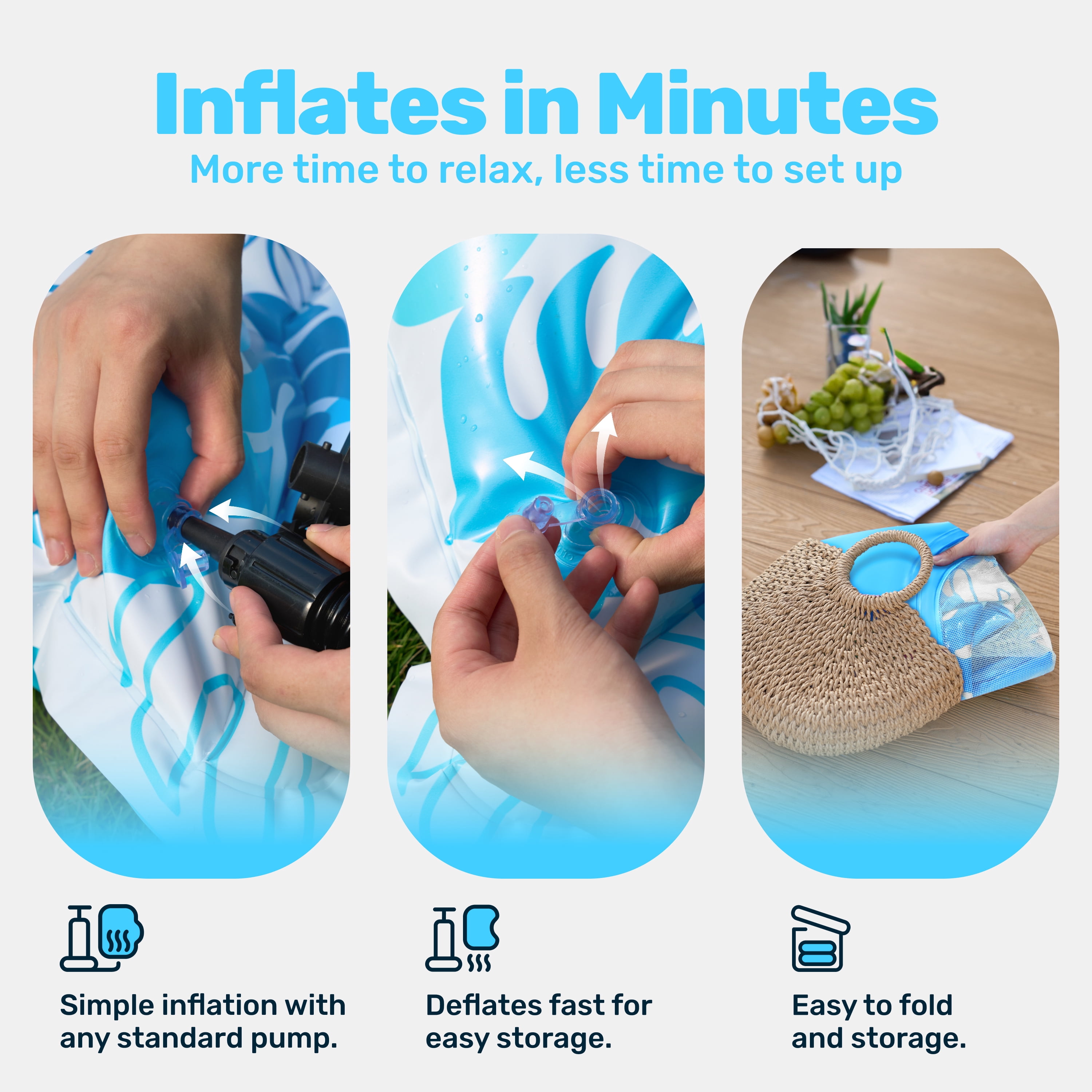 Joyfy Pool Lounge Float Adult, Inflatable Pool Floats Lounger Raft Floaties Water Floating Recliner Chair with Cup Holders Foot Rest Swimming Pool Floaty