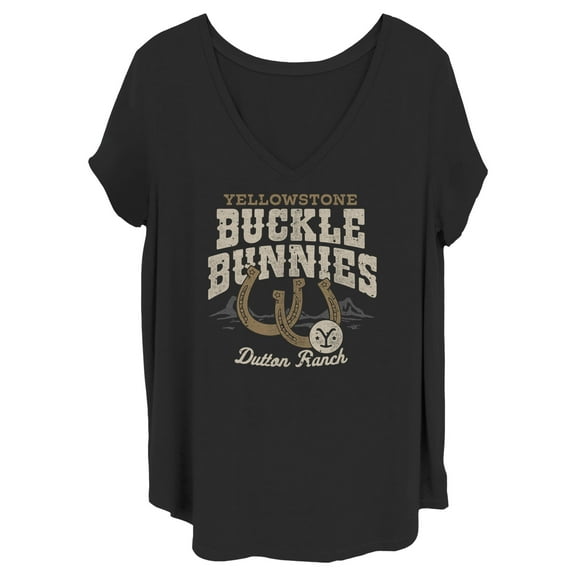 Women's Yellowstone Buckle & Bunnies Horseshoes Dutton Ranch Graphic T-Shirt