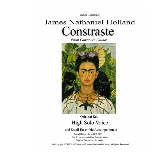 Vocal Music for Solo Voice by James Nath Contraste: For Solo High Voice and Instrument Ensemble, Book 9, (Paperback)