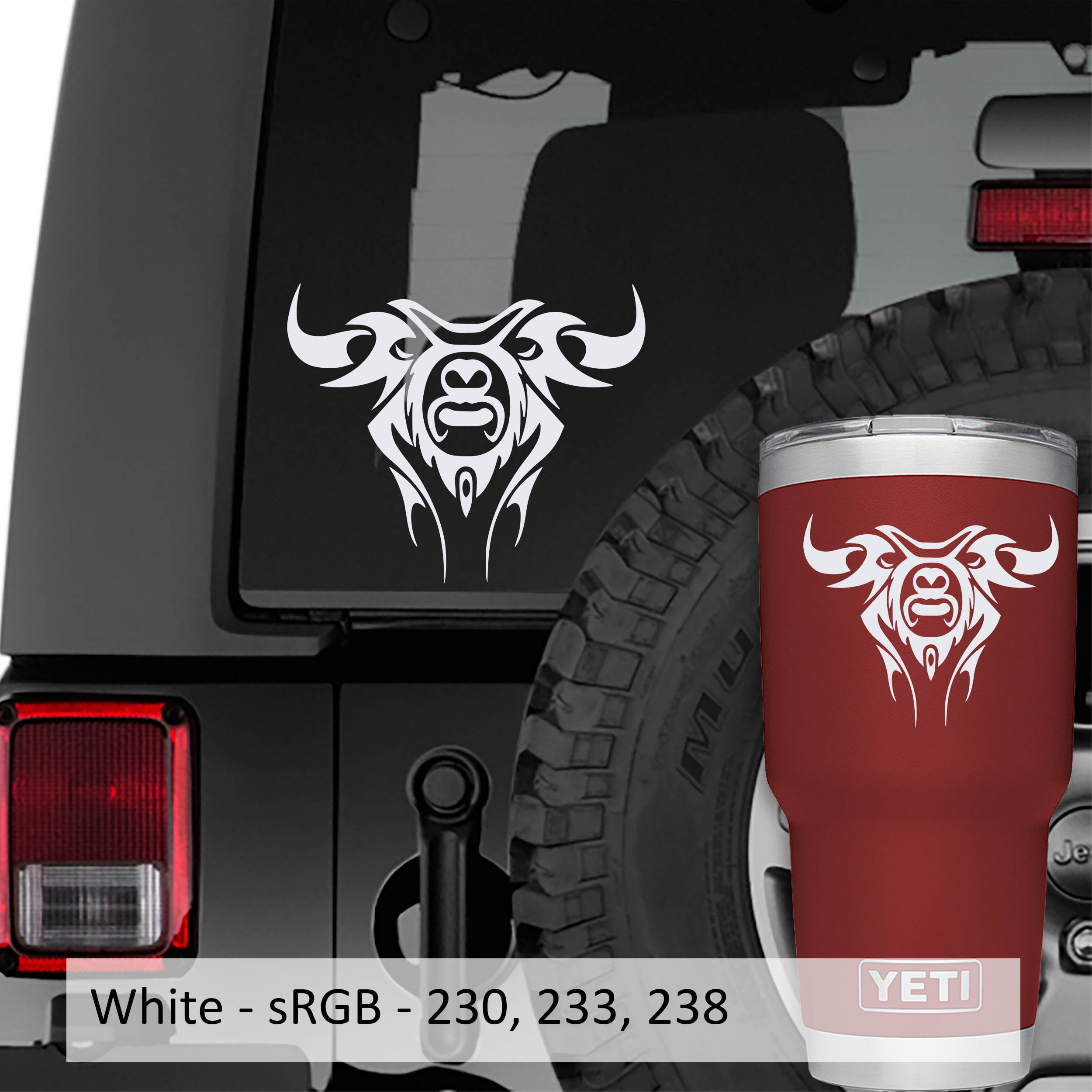 Collectible Decals Tribal Bull Head Vinyl Decal Sticker - Walmart.com