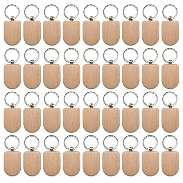 50 Piezas de Etiquetas para Llaves Madera en , Espacios en para Grabado de Llaves, de Madera Sin Terminar,Etiquetas para Llaves para Manualidades DIY, Estilo 7