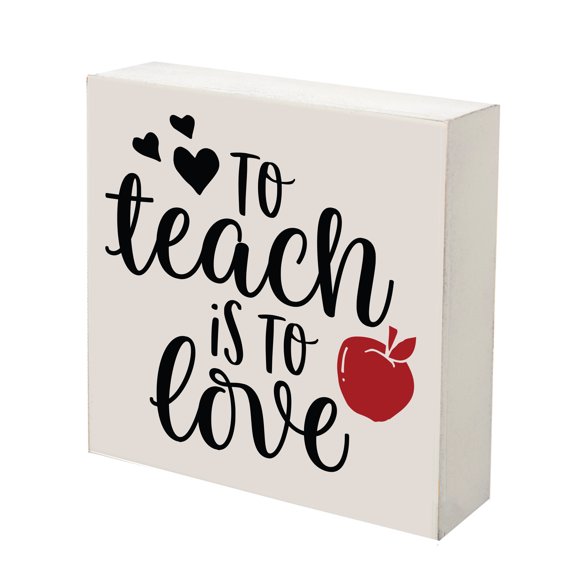 LifeSong Milestones 6x6 Modern Inspirational Shadow Box for Home Decorations for Teachers - To Teach Is To Love (Apple) (White)
