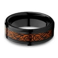 thumbnail image 2 of Dragon Wedding Ring,Black Tungsten Ring,8mm Wedding Ring,Unique Tungsten Ring,Tungsten Carbide Ring,Orange Ring, 2 of 4