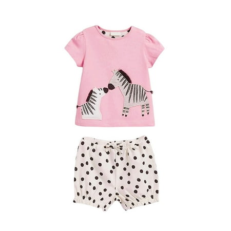 

Kids Girls Outfits Cartoon Printed 2 PCS Short Sleeve T Shirt Shorts Baby Clothes Comfy Leisure Spring Summer Home Wear Activewear Streetwear Set
