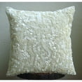 thumbnail image 5 of Cushion Cover For Sofa, Ivory Accent Pillows, Modern Solid Throw Pillows Cover, 12x12 inch (30x30 cm) Pillows Cover, Art Silk Square Pillowcases, Ribbon Art Work - Ivory Elegance, 5 of 9