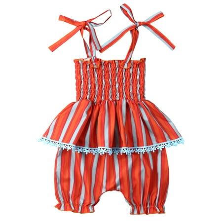 

Styles I Love Infant Baby Girls Chic Cross Open Back Top and Ruffle Bloomers Chic Patterned Sunsuit Summer Outfit (Orange Stripe 2pcs Set 80/6-12 Months)