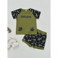 thumbnail image 2 of hirigin Little Boys Shorts Set, Round Neck Short Sleeve Dinosaur Printed Tops + Short Pants Two Pieces Outfit, 2 of 9
