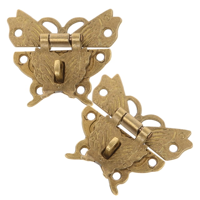 BRIGHTFUFU 2Set Hasp Latch Golden Alloy Box Latches For Cabinet Doors DIY Projects Chinese Style