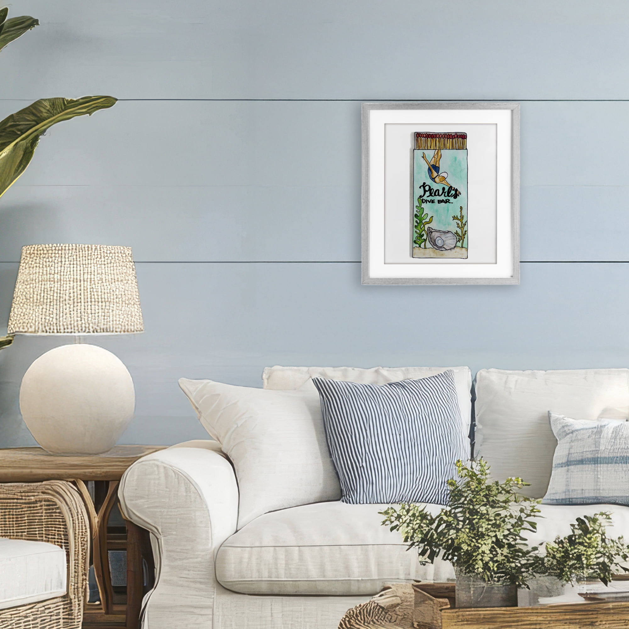 Stupell Industries Pearl Dive Matchbook Gray Framed Print Under Glass, design by Nola James