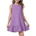 thumbnail image 3 of Bxsruta Sleeveless Round Neck Loose Dress for Girls, Mid-Length Comfortable Fabric Sundress Ideal for Travel, Holiday and Everyday Comfort, 3 of 8