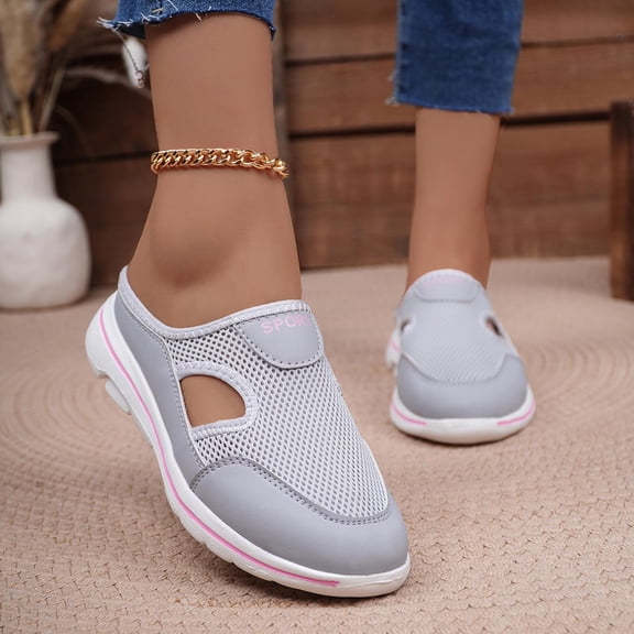 Xucatan Women's Breathable Mesh Mules, Closed Toe Slip On Slippers with Thick Cushioned Sole, Non Slip Lightweight Casual Summer Shoes, Versatile Solid Color Design for Indoor Outdoor Gift