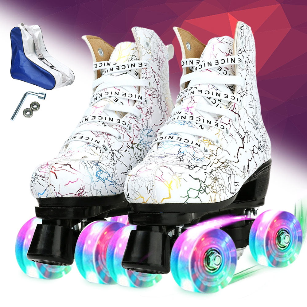 Roller Skates for Women and Mens Classic High-top 4 Wheels Skating Roller Double Row Skates for Indoor and Outdoor Unisex Christmas Party with Bag