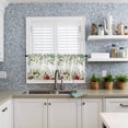 thumbnail image 6 of Christmas Kitchen Curtains and Valances Set, Winter Green Eucalyptus Leaves Red Flowers Pine Cone Rod Pocket Window Valance Window Curtain Panels for Living Room Bedroom Laundry, 27.5x24in, 3 Pieces, 6 of 7