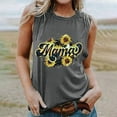 thumbnail image 2 of Wycnly Tank Top for Women Sunflower Graphics Summer Round Neck Sleeveless T Shirts Fashion MAMA Letter Print Loose Breathable Vest Blouses Gray xxl Under $5, 2 of 5