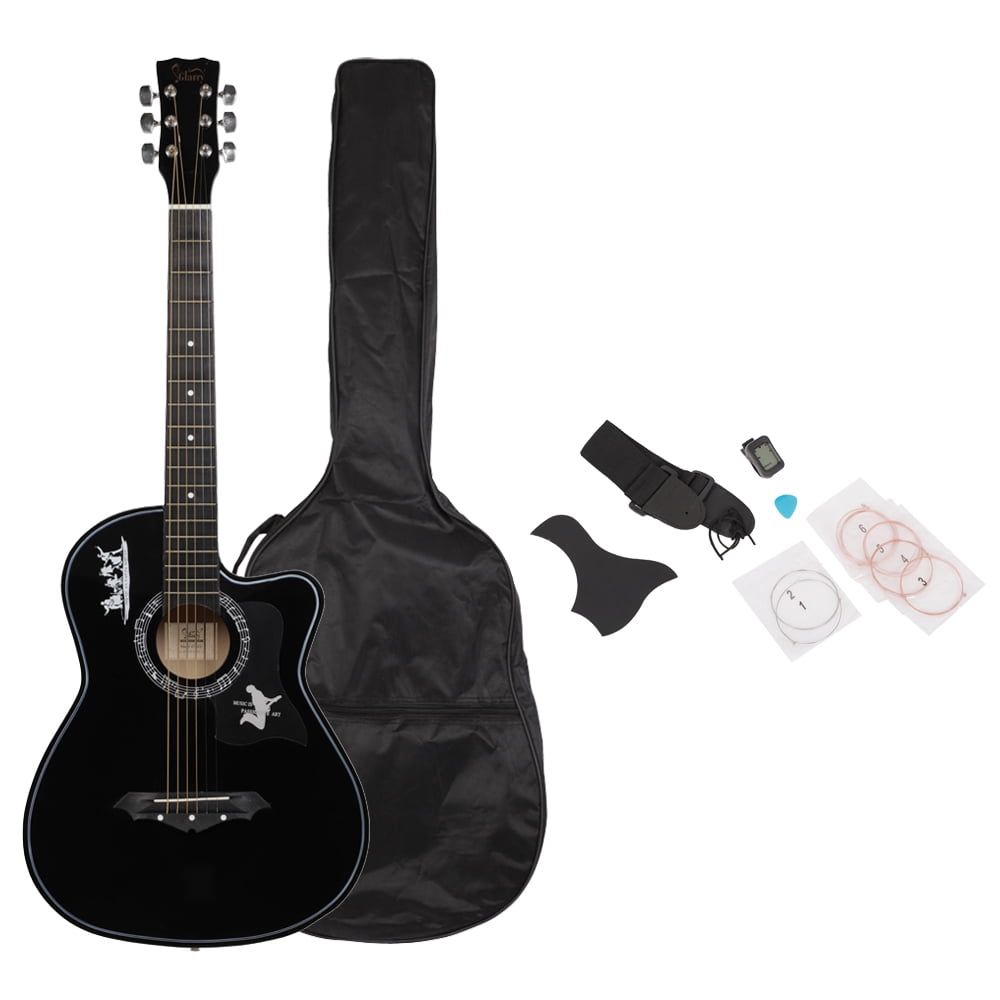 Lowestbest 38" Spruce Guitar with Bag & Strap & Guitar Pick & LCD Mixer & Guard Plate & String, Musical Instruments for Kids Beginners Music Lovers, Pure Black Lowestbest 38" Spruce Guitar with Bag & Strap & Guitar Pick & LCD Mixer & Guard Plate & String, Musical Instruments for Kids Beginners Music Lovers, Pure Black