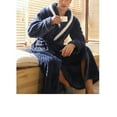 thumbnail image 4 of FNFFH Men Full Lenght Flannel Robe Soft Plush Maxi Bathrobe Cozy Shawl Collar Robes Warm Housecoat Loungewear with Pockets, 4 of 8