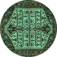 thumbnail image 1 of Ahgly Company Indoor Round Persian Turquoise Blue Traditional Area Rugs, 7' Round, 1 of 4