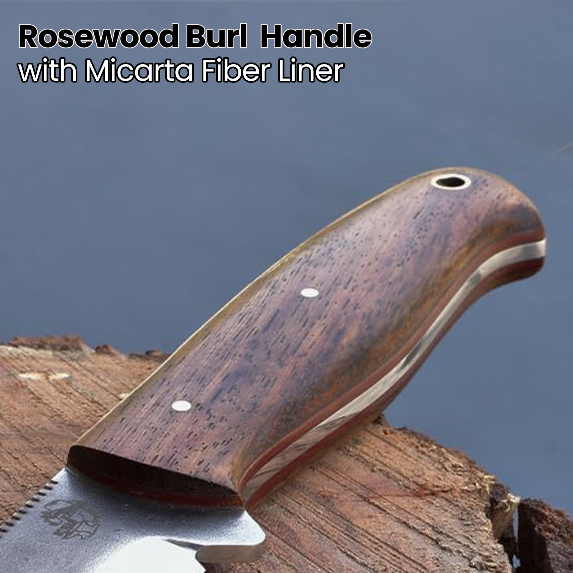 Knives Ranch 3092 440C Steel Bushcraft Knife with Rosewood Handle – Fixed Blade Outdoor Knife for Camping, Survival, Hunting & Utility Use