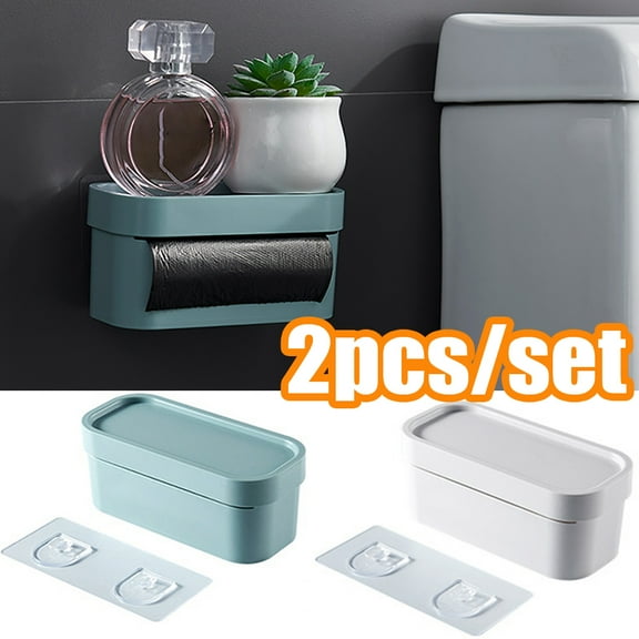 Vnanda 2 Packs Wall Mount Carrier Bag Dispenser Back Adhesive Trash Garbage Plastic Bag Storage Box Organizer Recycling Grocery Pocket Containers