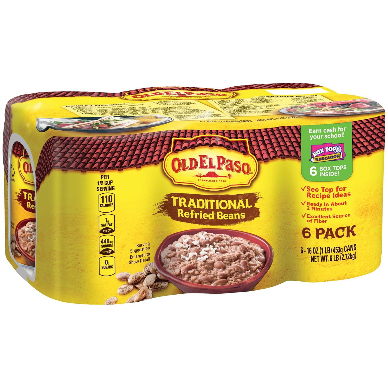 Product of Old El Paso Traditional Refried Beans 6 Pk. 16 oz. Walmart
