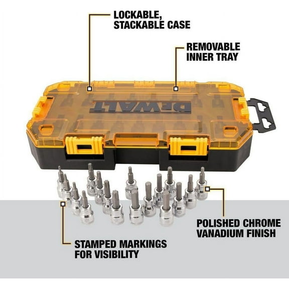 3/8" Drive Bit Socket Set, SAE/Metric, 17-Piece with Lockable Stacking Cases
