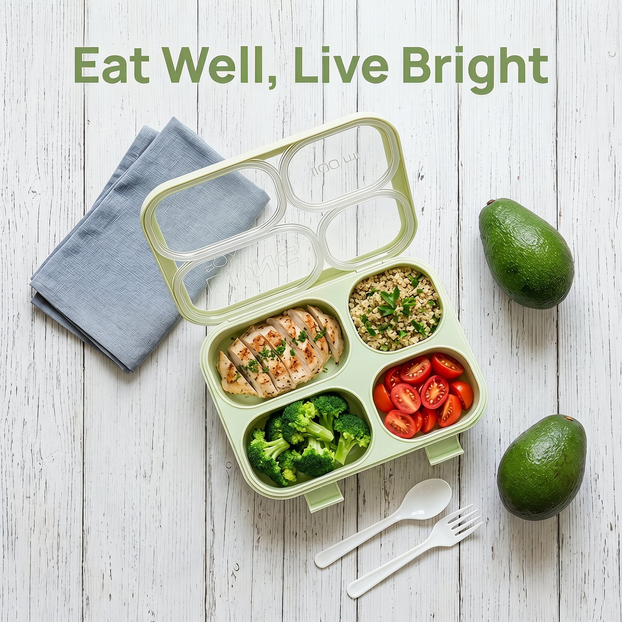 Unique Bargains Clear Lid Leak Resistant Meal Lunch Bento Box for Work Green-2
