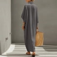 thumbnail image 6 of Odbmxy Women Maxi Dresses Fall 3/4 Sleeve Cotton Linen Tunic Oversized Button Holiday Womens Shirt Dress Collared Shift, 6 of 8
