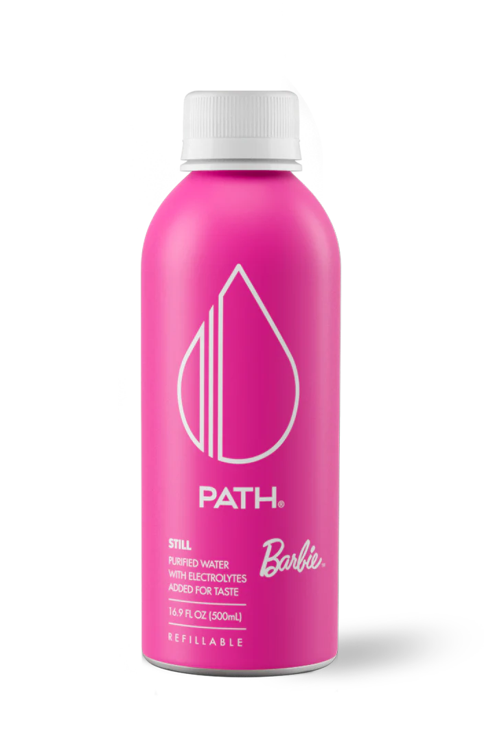 PATH Water Ultra-Purified Still Water, 16.9 fl oz, 12 pack Aluminum Bottles, Limited Edition Barbie
