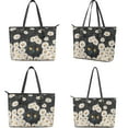 thumbnail image 2 of Kuiaobaty Daisy Cat Print Satchel Purse for Women, Roomy Casual Tote Handbag Set 2pcs with Adjustable Strap, Cute Leather Shoulder Bag Purse for Travel, Black, 2 of 7