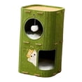 thumbnail image 4 of Bunblic Lit pour Chat Maison Lit pour Animaux Protection de Meubles à 2 Niveaux Griffoir Résistant aux Rayures Feutre avec 2 Tampons Condo Vert, 4 of 8