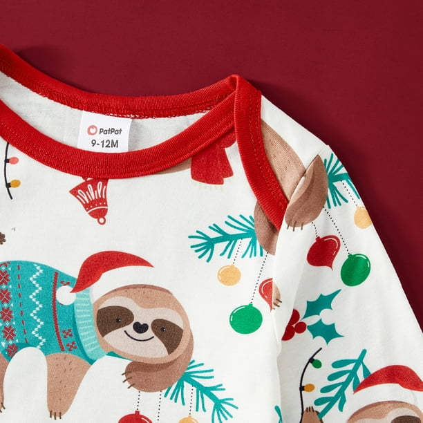 PatPat Christmas Family Matching Sloth Letter Print Raglan sleeve Pajamas Walmart