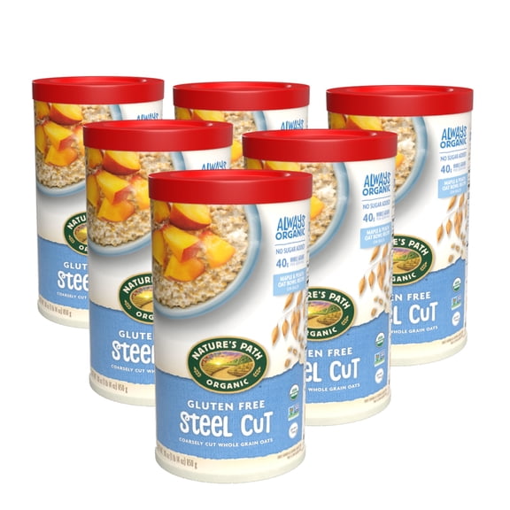 Nature's Path Organic Steel Cut Oats Instant Oatmeal, 30oz Canister (pack of 6)