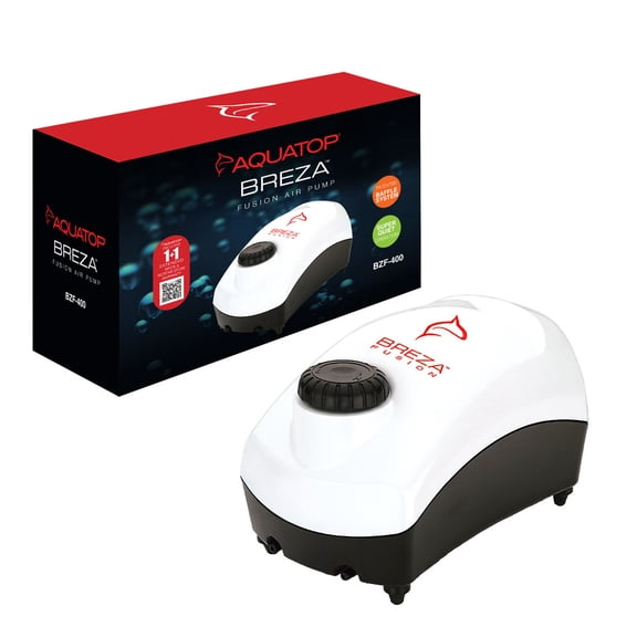 Aquatop Fusion Aquarium Air Pump Single Outlet, Super Quiet, up to 55 gal Fish Tank, BZF-400