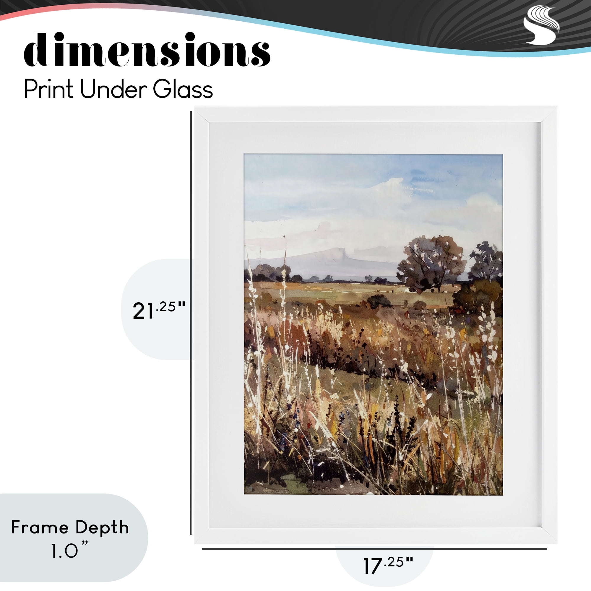 Stupell Industries Peaceful Meadow Expression White Framed Print Under Glass, design by Alonza Saunders