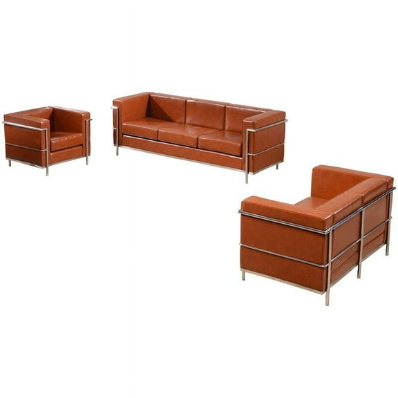 Flash Furniture HERCULES Regal Series Reception Set in Cognac LeatherSoft