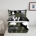 thumbnail image 5 of Deer Comforter Set Full Size,Bear Hunting Woodland Rustic Cabin Bedding Set Adult,Camping Adventure Geometric Plaid Patchwork Down Comforter,Pine Tree Xmas Duvet Insert Green Black, 5 of 6