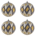 thumbnail image 5 of Vickerman 4.75" Limestone Matte Ball with Glitter Diamond Pattern. Add variety and sparkle to your holiday arrangement with this matte ornament that features a glitter pattern. Includes 4 pieces per b, 5 of 5