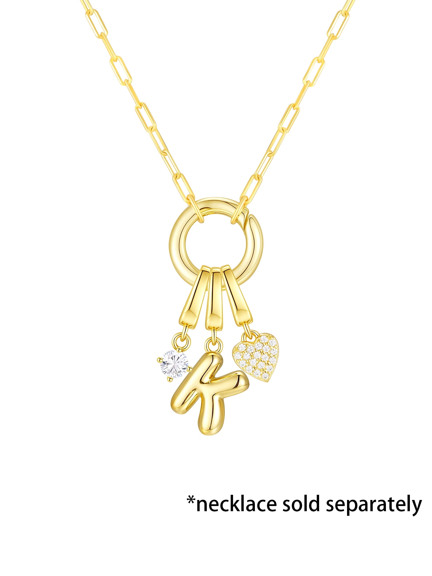 Brilliance Fine Jewelry Simulated Diamond Initial K Charm Set in 14KT Gold Plated Sterling Silver