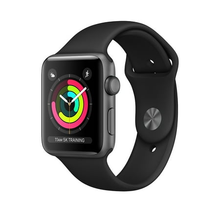 Restored Apple Watch Series 3 GPS 42mm with Black Sport Band Space Gray (Refurbished)