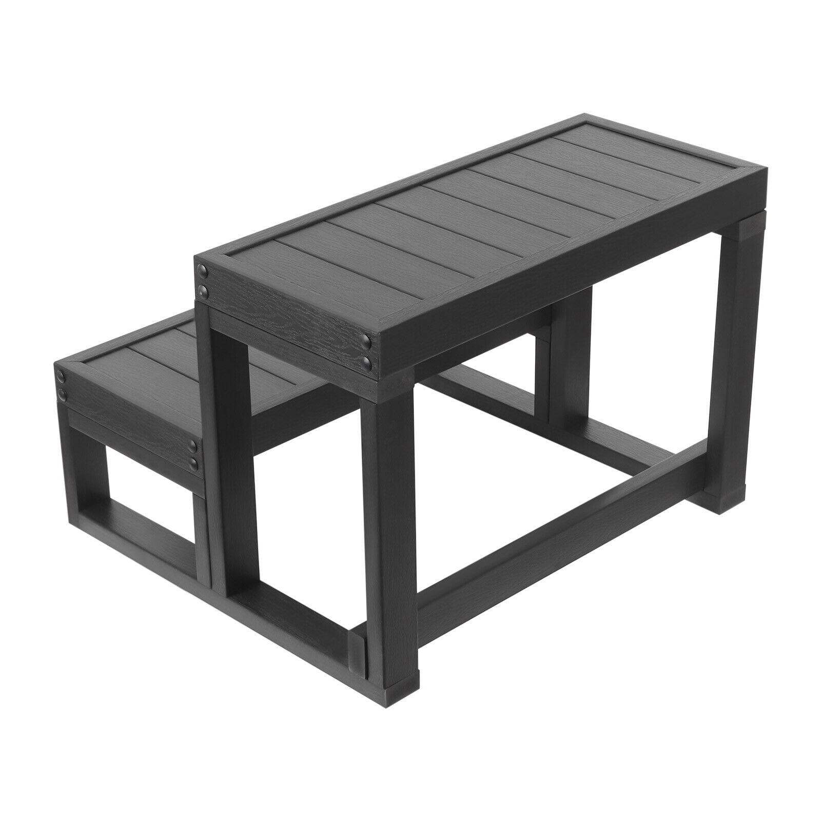 Black 2 Steps Slip-Resistant Patio Spa Hot Tub Step Stairs Portable Universal