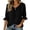 Black, variant on Women's Crew Neck Tops Solid Color Ruffle Trim Short Sleeve Knot Neck Tops Casual Comfy Fashion Clothes