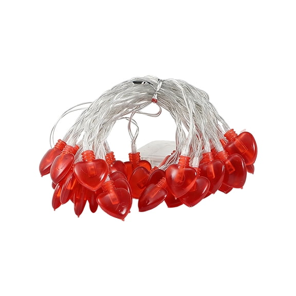 3-Meter Red Heart Shaped String Lights, Battery Operated Holiday Decorative Fairy Lights, for Valentine's Day Birthday Proposal and Romantic Ambiance, Versatile Mood Lighting for Room Decor