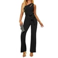 thumbnail image 6 of Baqcunre Jumpsuits for Women Women's Solid Color One Shoulder Asymmetrical Sleeveless Hollow Jumpsuit Jumpsuits for Women Dressy One Piece Jumpsuits for Women, 6 of 8