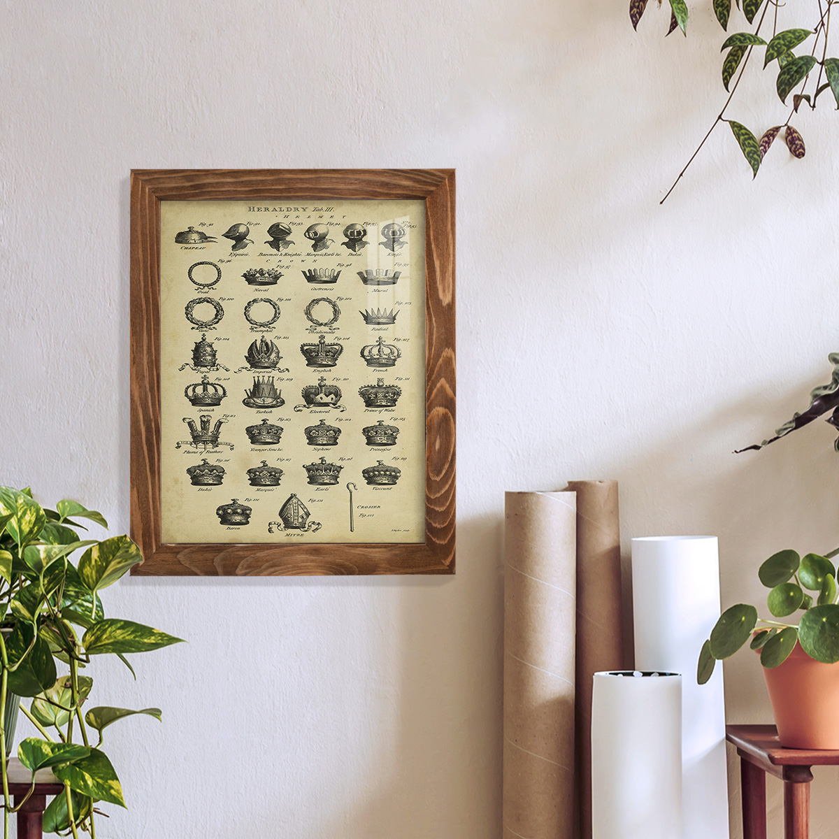Deckled Encyclopediae IV (AS) -Framed Print w/glass-Walnut