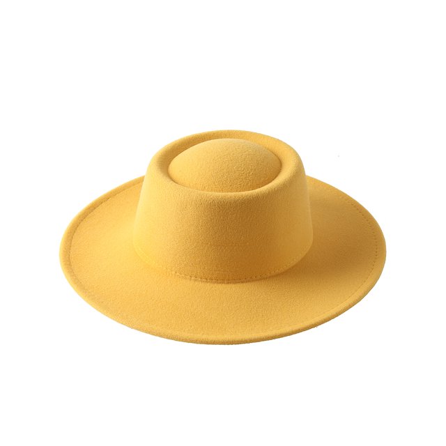 Faithtur Female Hat, ts Solid Color Flat-Top Cap Blower Hat Woolen Cap Fedoras
