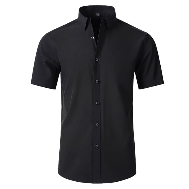Mens Dress Shirts Short Sleeve Performance 4 Way Stretch Wrinkle Frees Casual Button Down Shirt