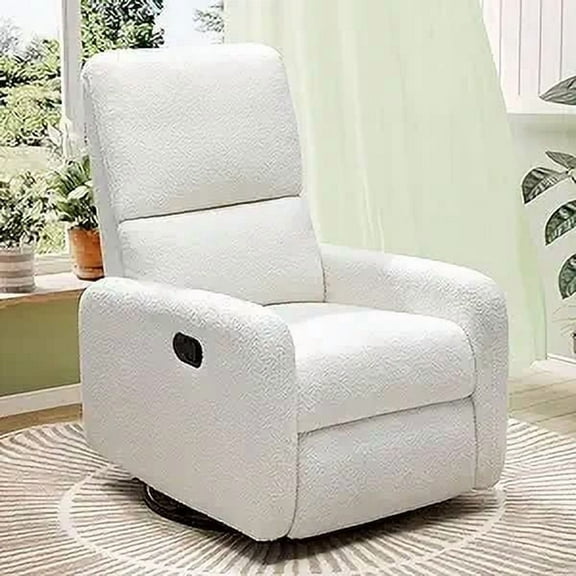 papajet Recliner Chair for Living Room,Nursery Glider with High Back Massage Swivel,Sherpa White